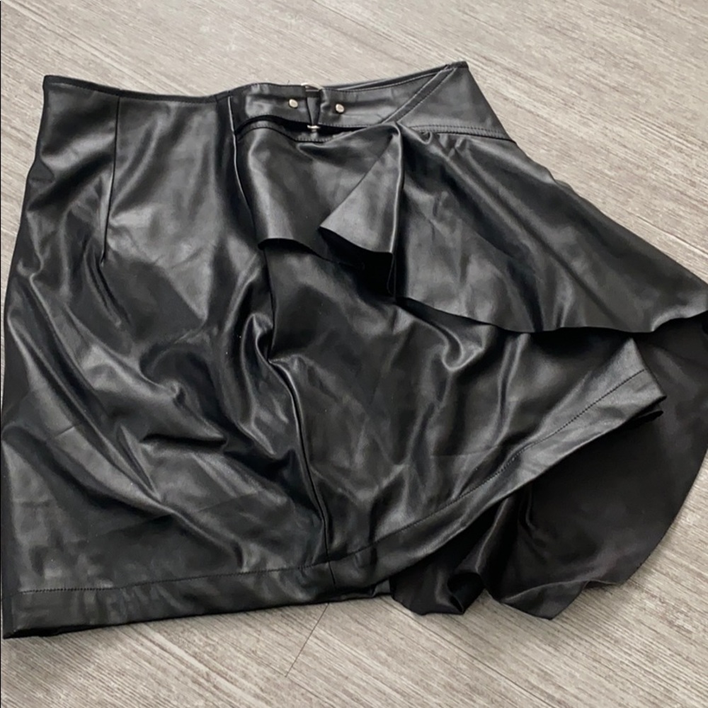 Leather black skirt